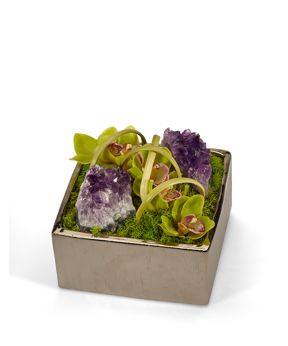 Orchid Table Top in Silver Square VivoPetal