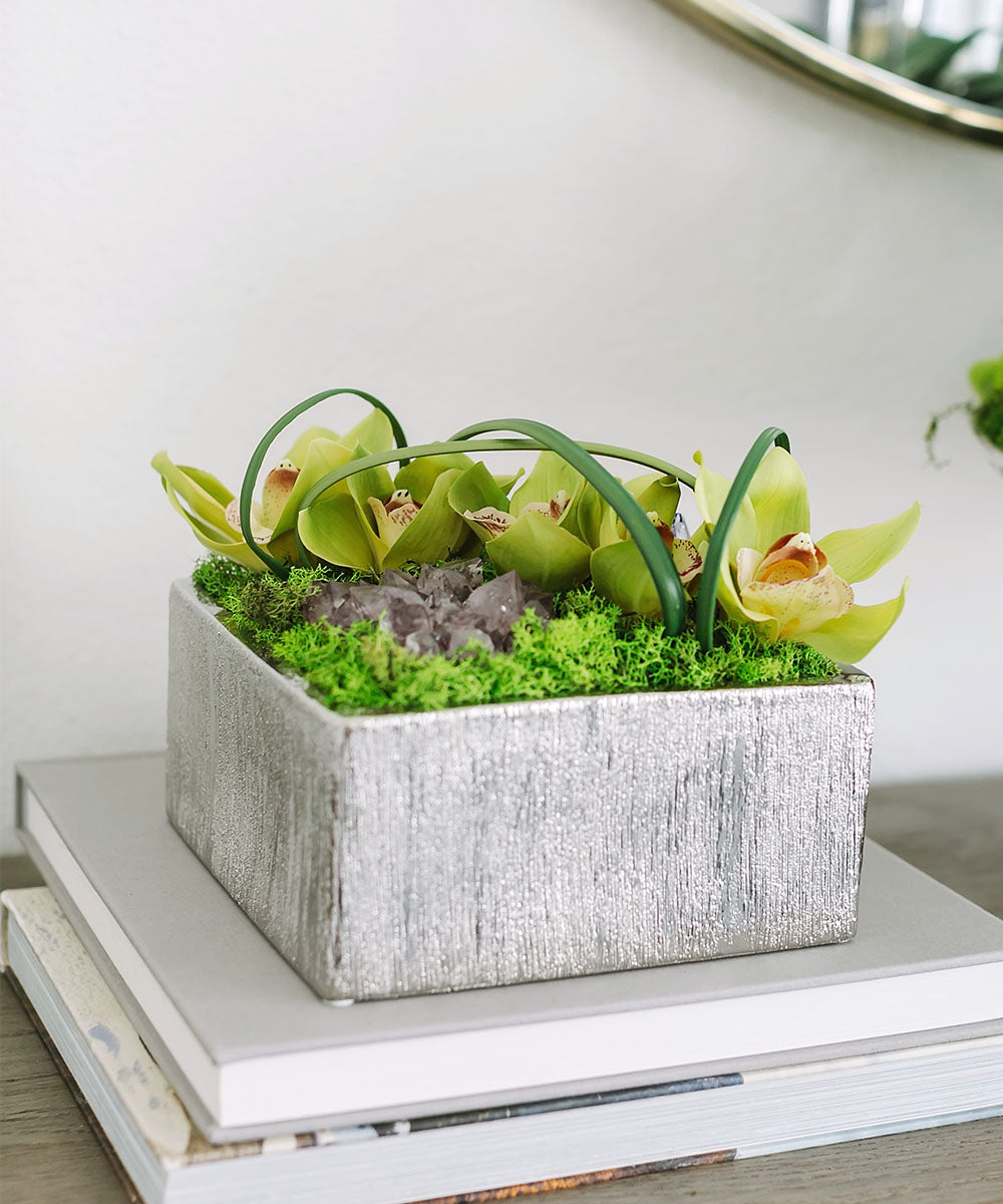 Orchid Table Top in Silver Square VivoPetal